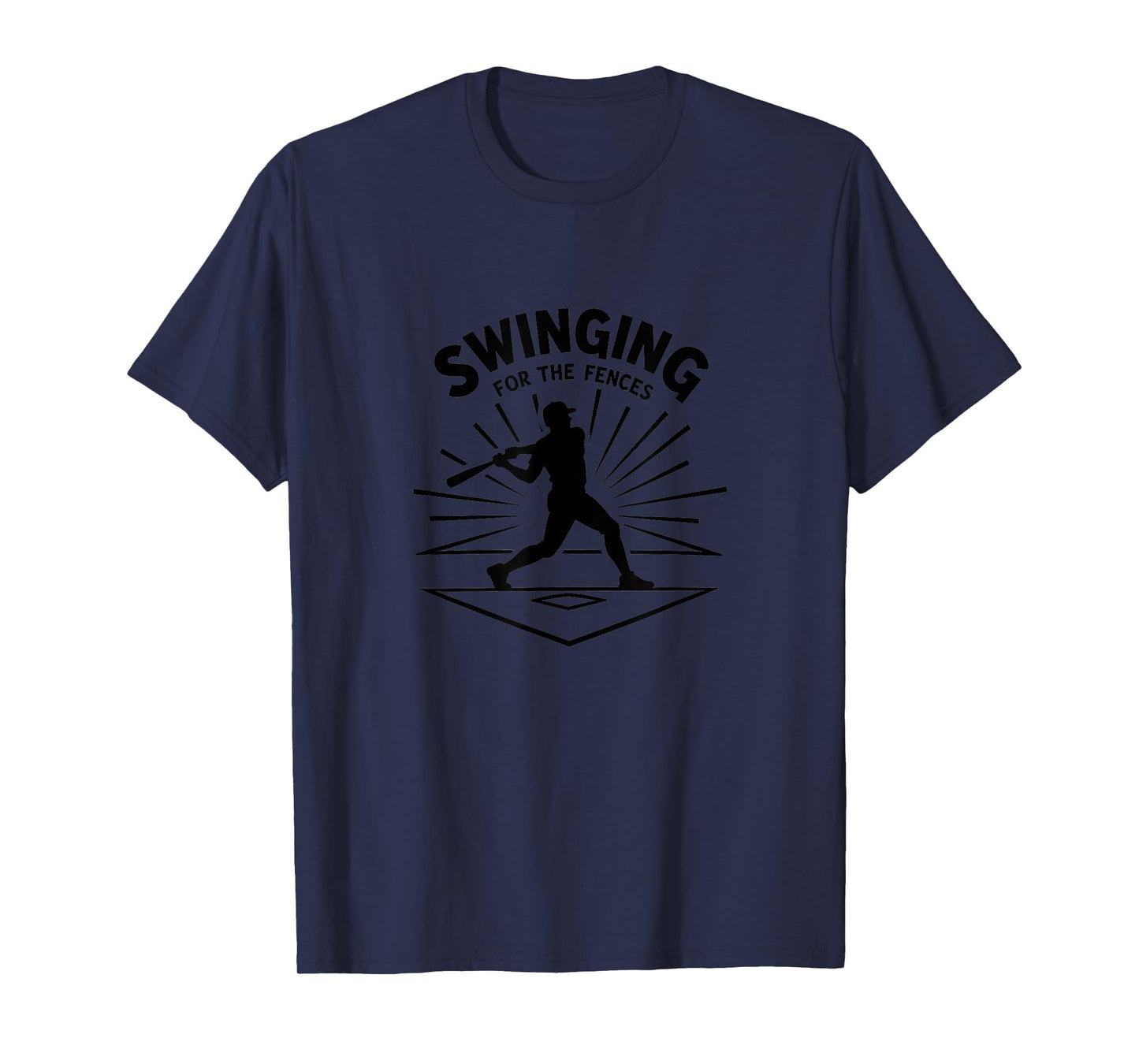 Baseball Swinging Fences Home Run Navy T-Shirt - Streetwear Style Unisex - T-Shirt, Sweatshirt, Hoodie