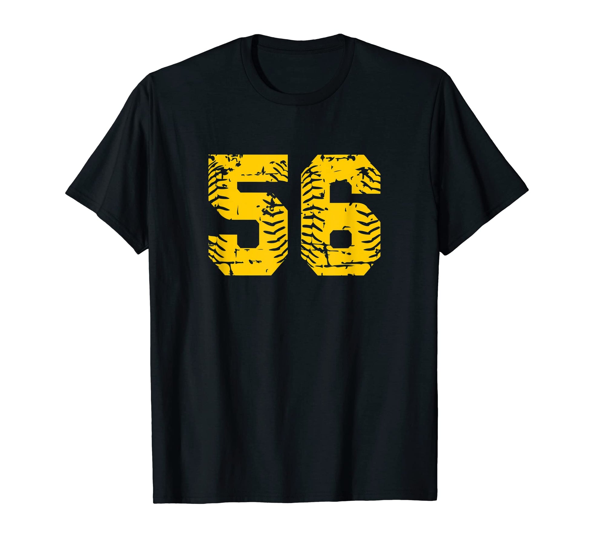 Baseball Softball Number 56 Yellow T-Shirt - Trendy Graphic Unisex - T-Shirt, Sweatshirt, Hoodie