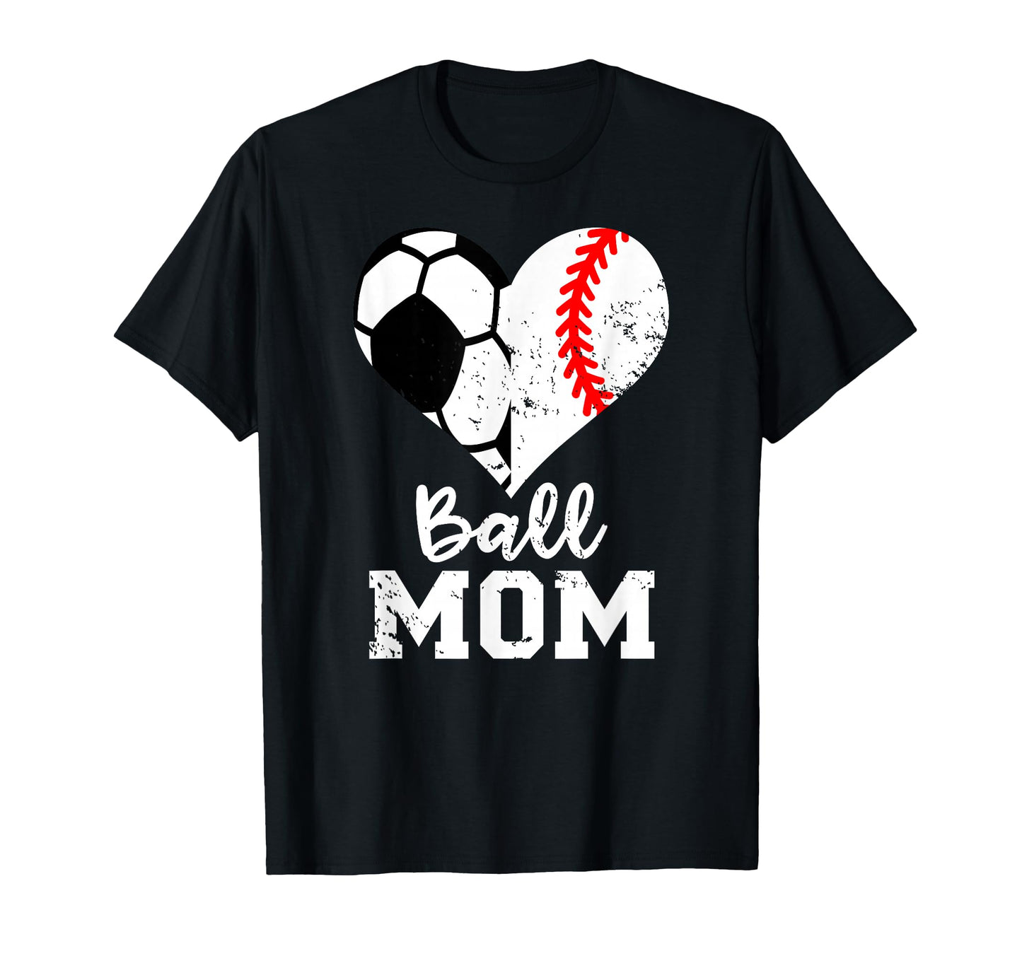 Ball Mom Heart Funny Baseball T-Shirt - Fun Novelty Design Men Women - T-Shirt, Sweatshirt, Hoodie