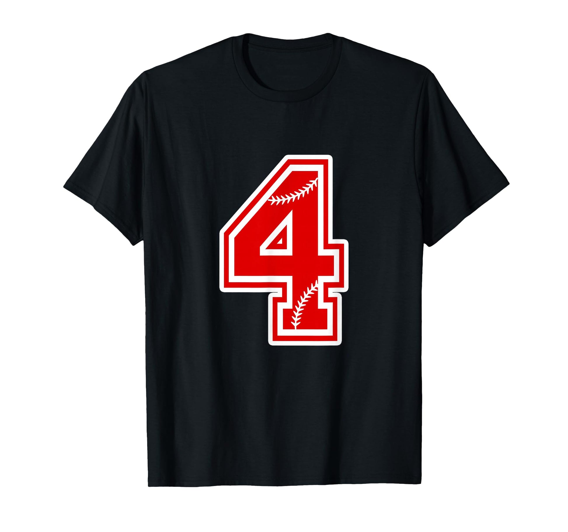 Number 4 Red Baseball Number 4Th T-Shirt - Novelty Apparel for Adults - T-Shirt, Sweatshirt, Hoodie