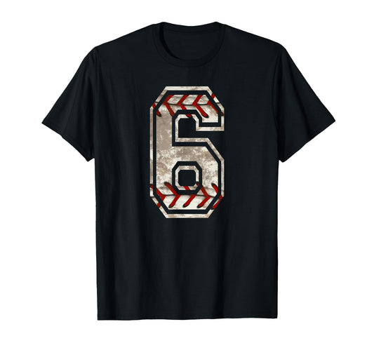 Baseball Jersey Number 6 Distressed T-Shirt - Aesthetic Graphic Men Women - T-Shirt, Sweatshirt, Hoodie