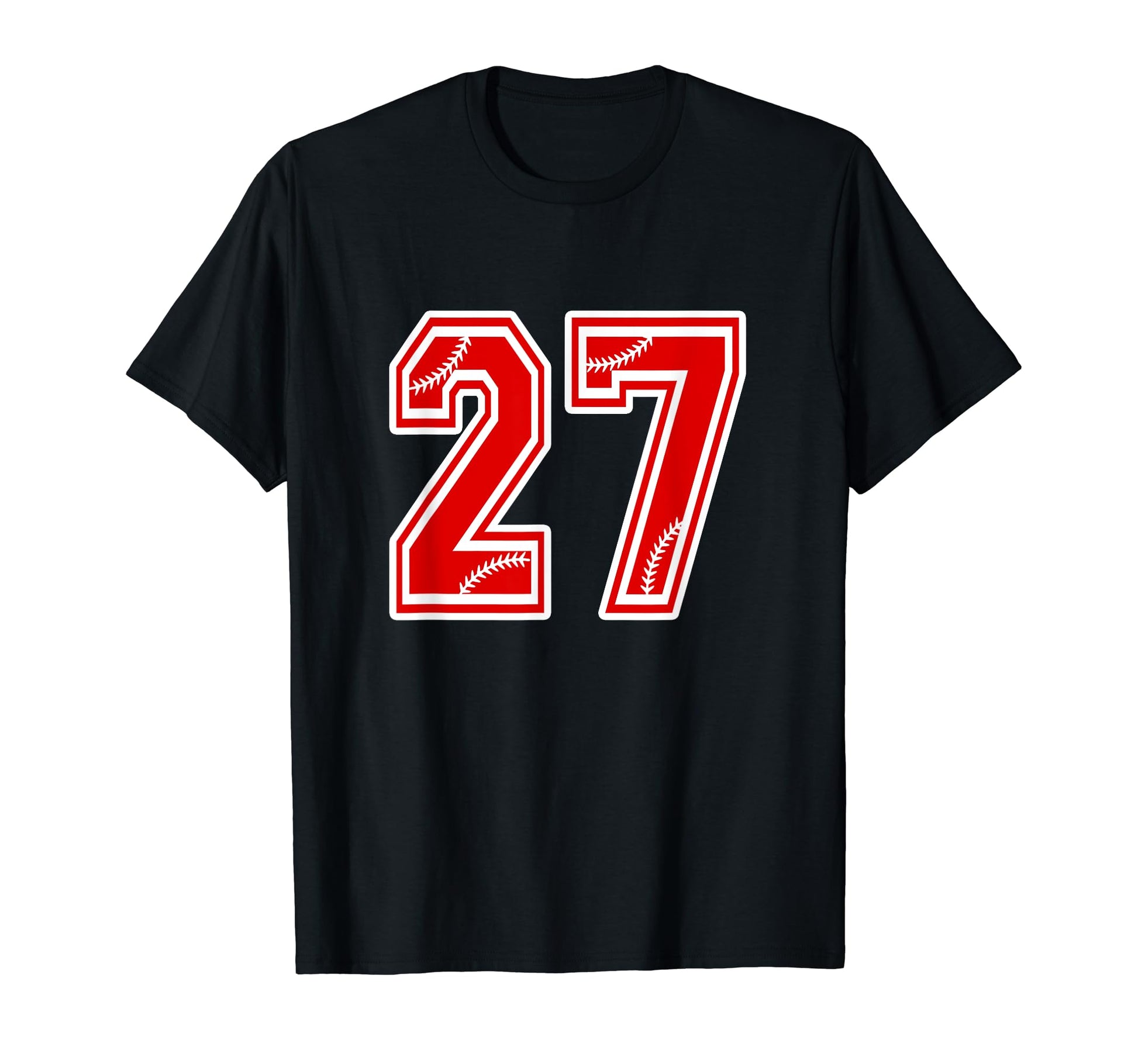 Number 27 Red Baseball Number 27Th Birthday T-Shirt - Graphic Print Unisex - T-Shirt, Sweatshirt, Hoodie