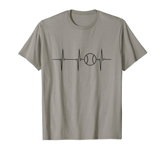 Baseball Ecg Heartbeat Baseball T-Shirt - Fun Novelty Design Men Women - T-Shirt, Sweatshirt, Hoodie