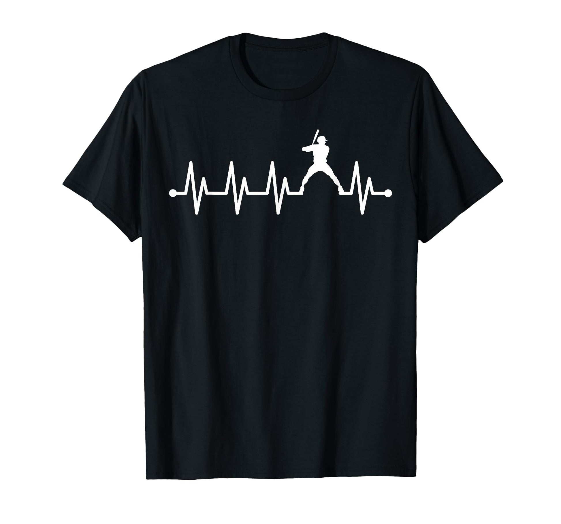 Baseball Batter Hitter Heartbeat Ecg T-Shirt - Novelty Apparel for Adults - T-Shirt, Sweatshirt, Hoodie