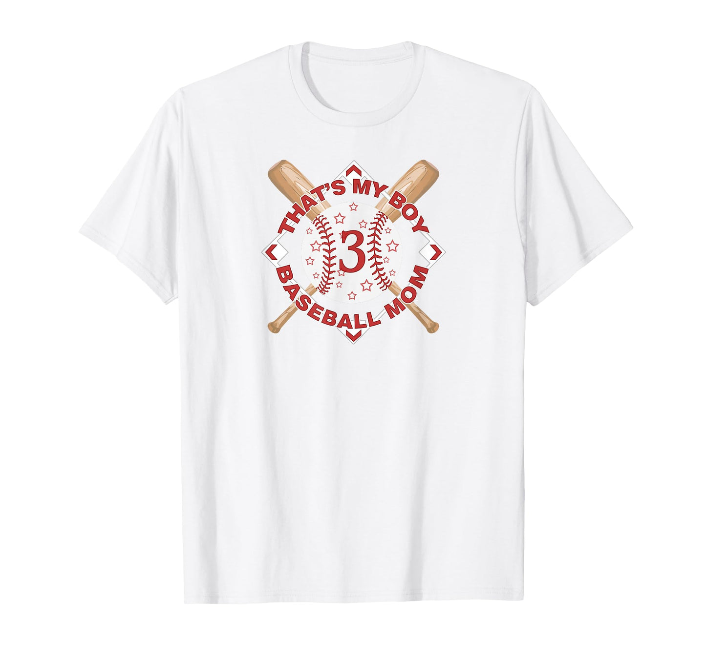 Thats My 3 Baseball Mom Love Heart T-Shirt - Custom Art Print Men Women - T-Shirt, Sweatshirt, Hoodie