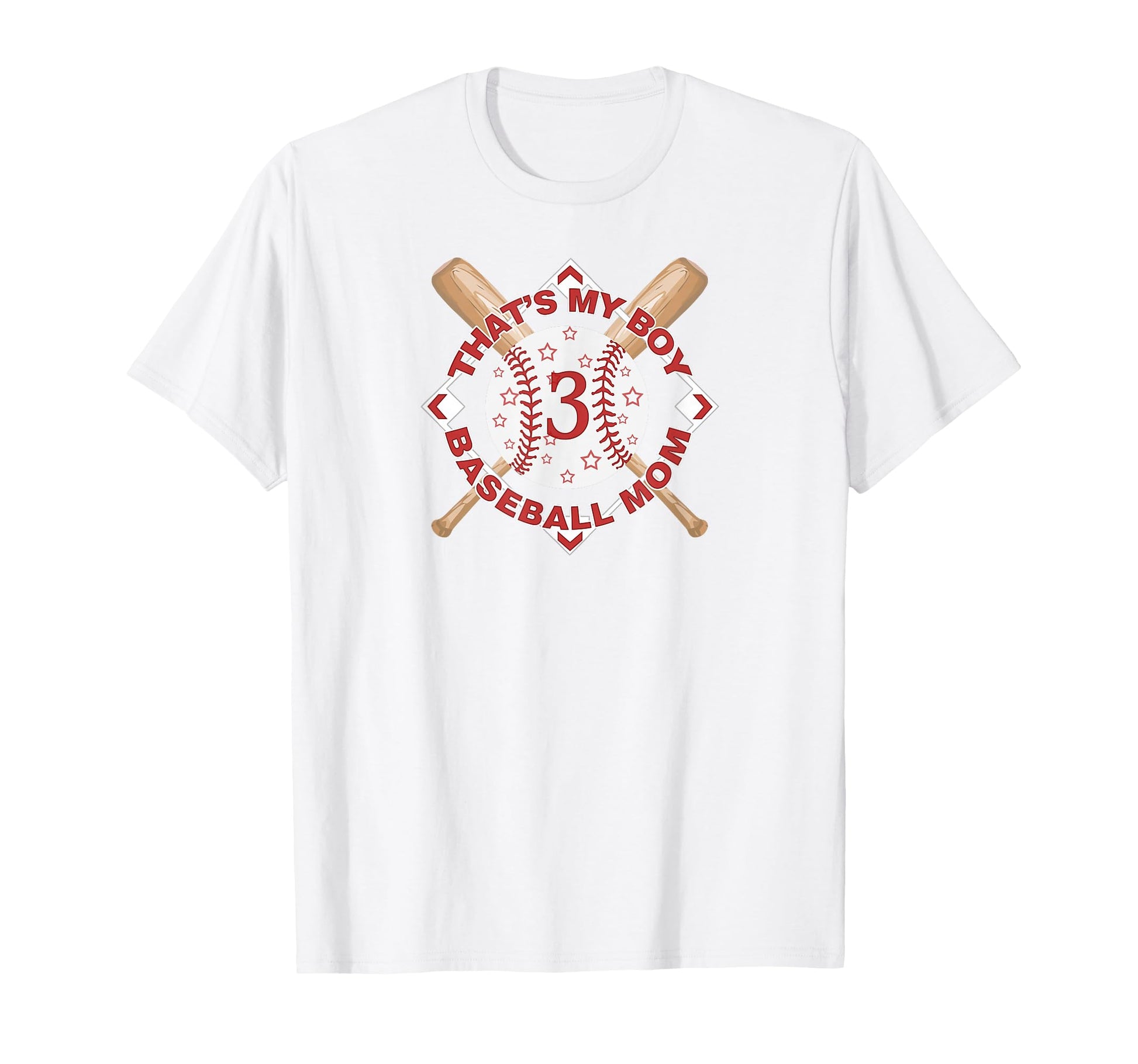 Thats My 3 Baseball Mom Love Heart T-Shirt - Custom Art Print Men Women - T-Shirt, Sweatshirt, Hoodie