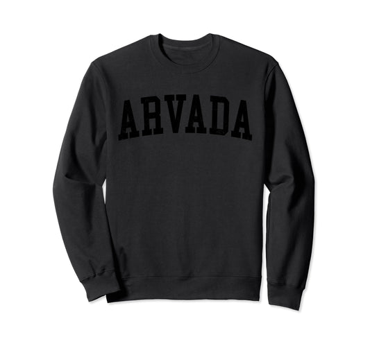 Arvada Co Distressed Black Varsity Sweatshirt - Aesthetic Graphic Men Women - T-Shirt, Sweatshirt, Hoodie