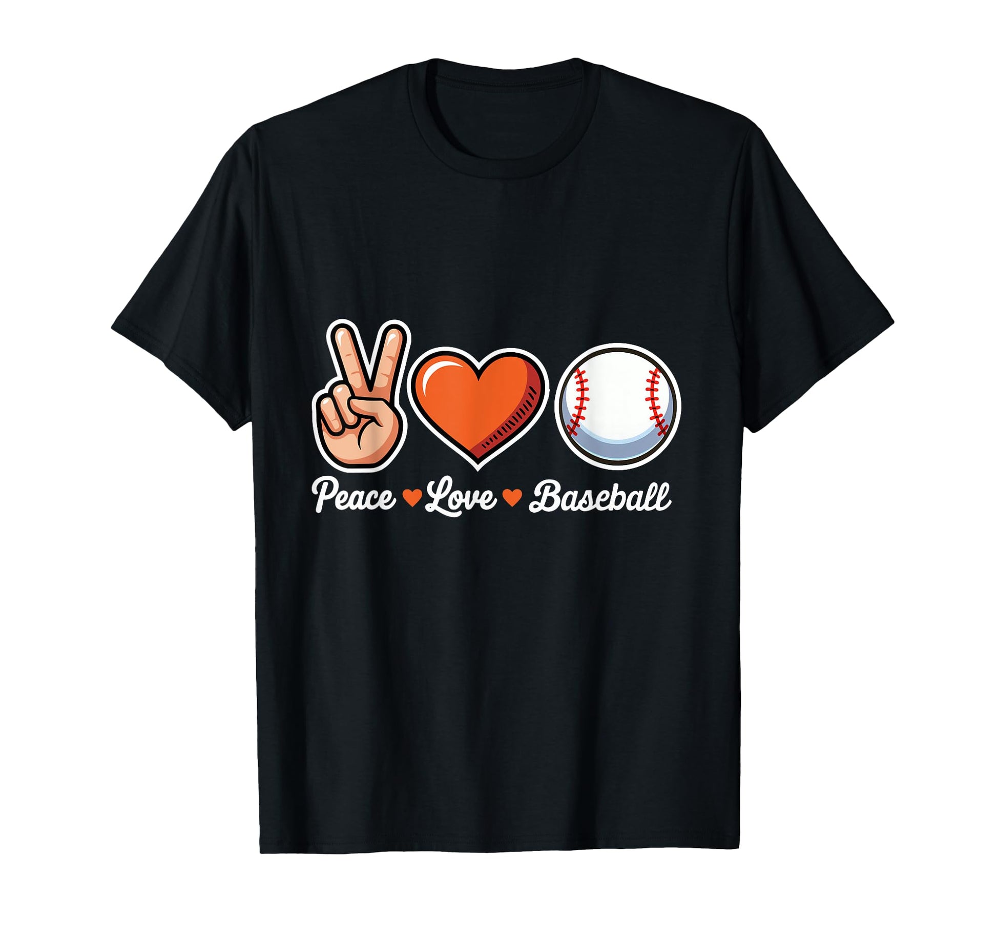 Peace Love Baseball Funny Baseball T-Shirt - Custom Art Print for Adults - T-Shirt, Sweatshirt, Hoodie