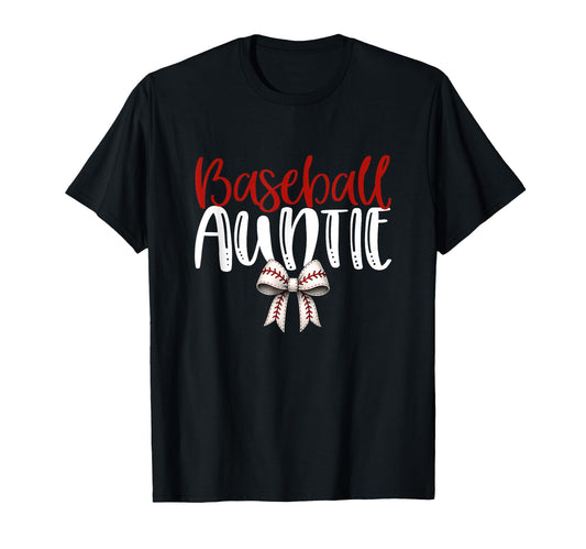 Baseball Auntie Coquette Bow Game Day T-Shirt - Graphic Print Men Women - T-Shirt, Sweatshirt, Hoodie