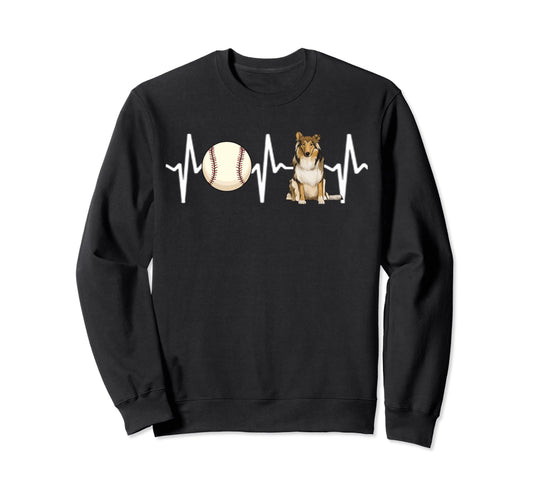 Baseball Collie Heartbeat Dog Lover Sweatshirt - Graphic Print Men Women - T-Shirt, Sweatshirt, Hoodie