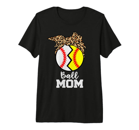 Ball Mom Funny Baseball Softball Leopard T-Shirt - Graphic Print Men Women - T-Shirt, Sweatshirt, Hoodie