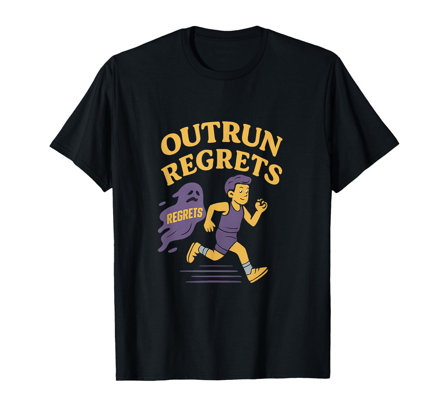 Outrun Regrets Fitness Purple Gold T-Shirt - Custom Art Print for Adults - T-Shirt, Sweatshirt, Hoodie