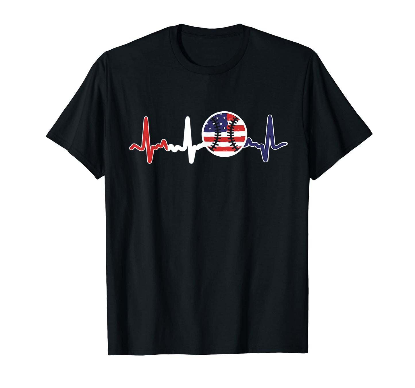 Heartbeat Baseball Flag T-Shirt - Aesthetic Graphic for Adults - T-Shirt, Sweatshirt, Hoodie