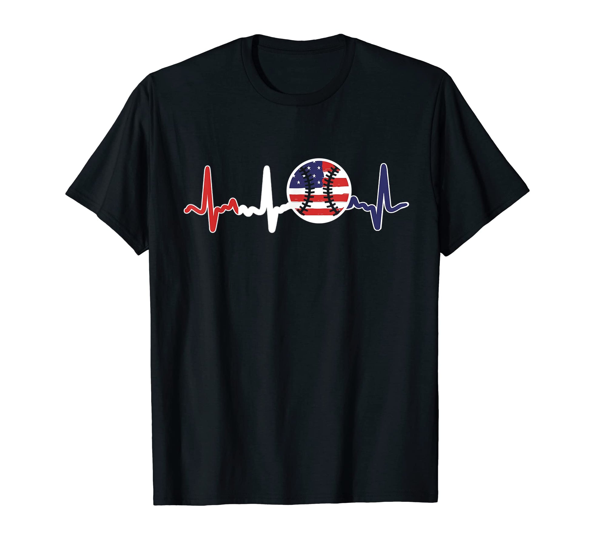 Heartbeat Baseball Flag T-Shirt - Aesthetic Graphic for Adults - T-Shirt, Sweatshirt, Hoodie
