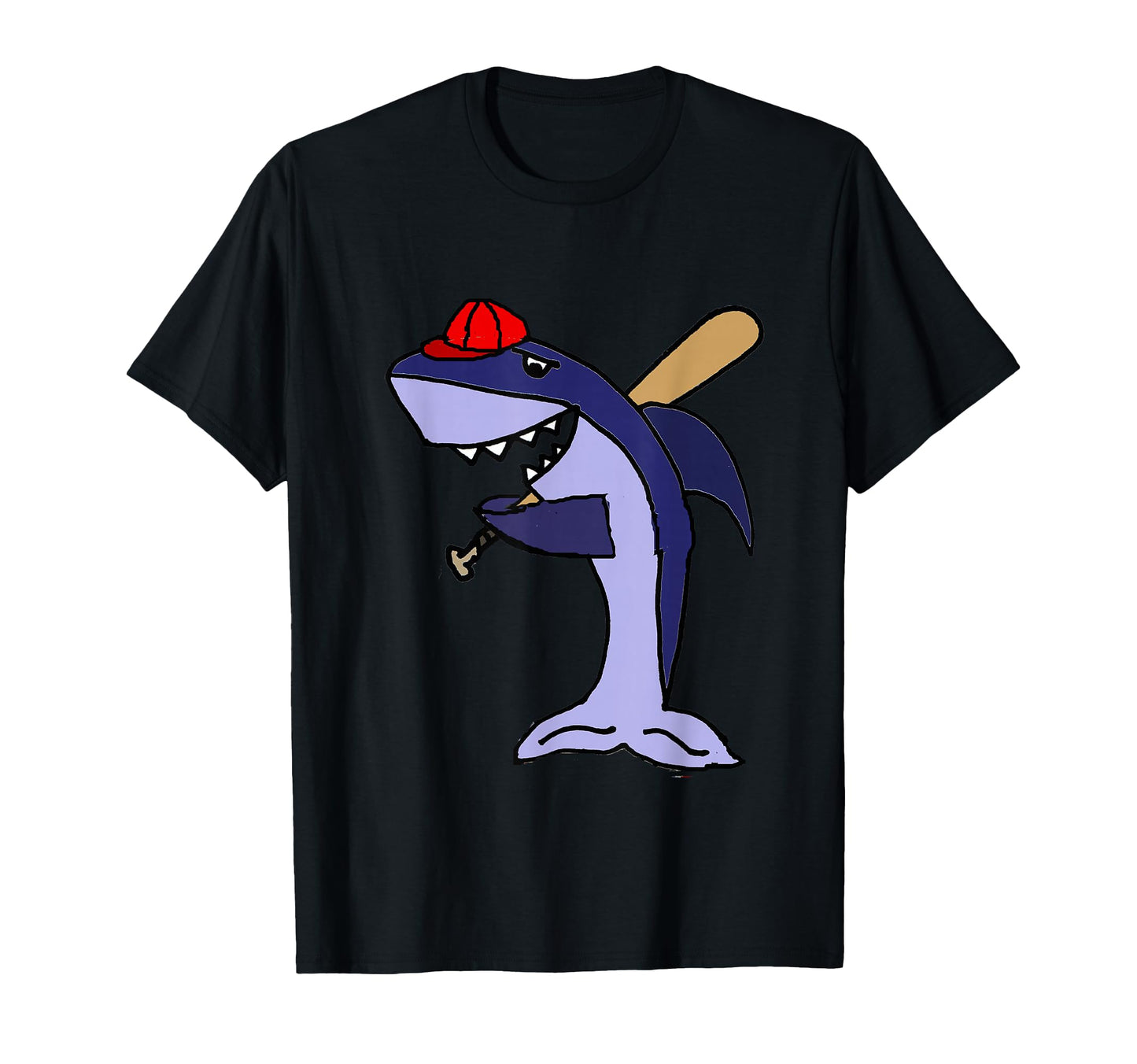 Smiletodaytees Funny Shark Playing Baseball T-Shirt - Trendy Graphic Unisex - T-Shirt, Sweatshirt, Hoodie