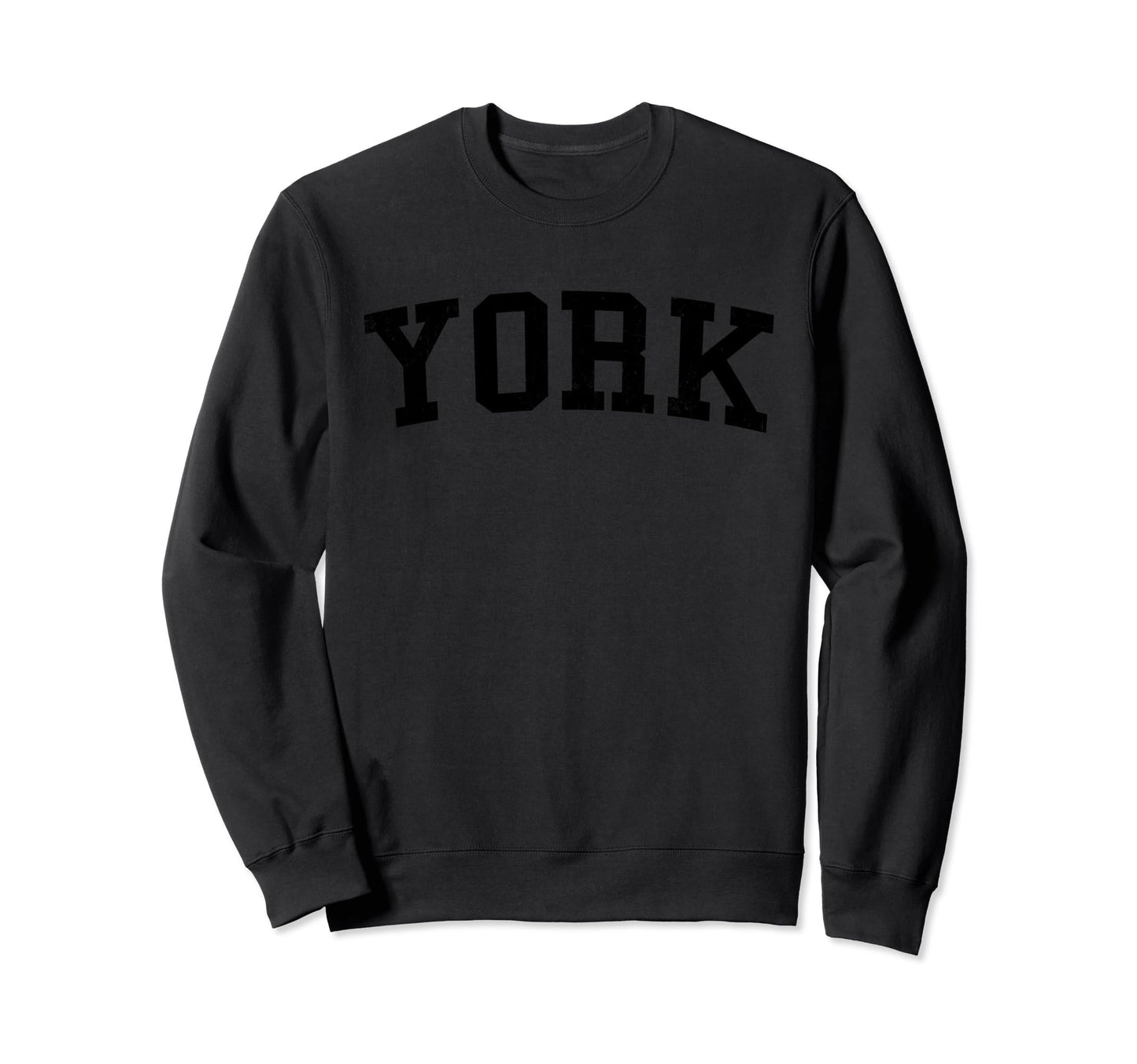 York Pa Distressed Black Varsity Sweatshirt - Trendy Graphic Unisex - T-Shirt, Sweatshirt, Hoodie