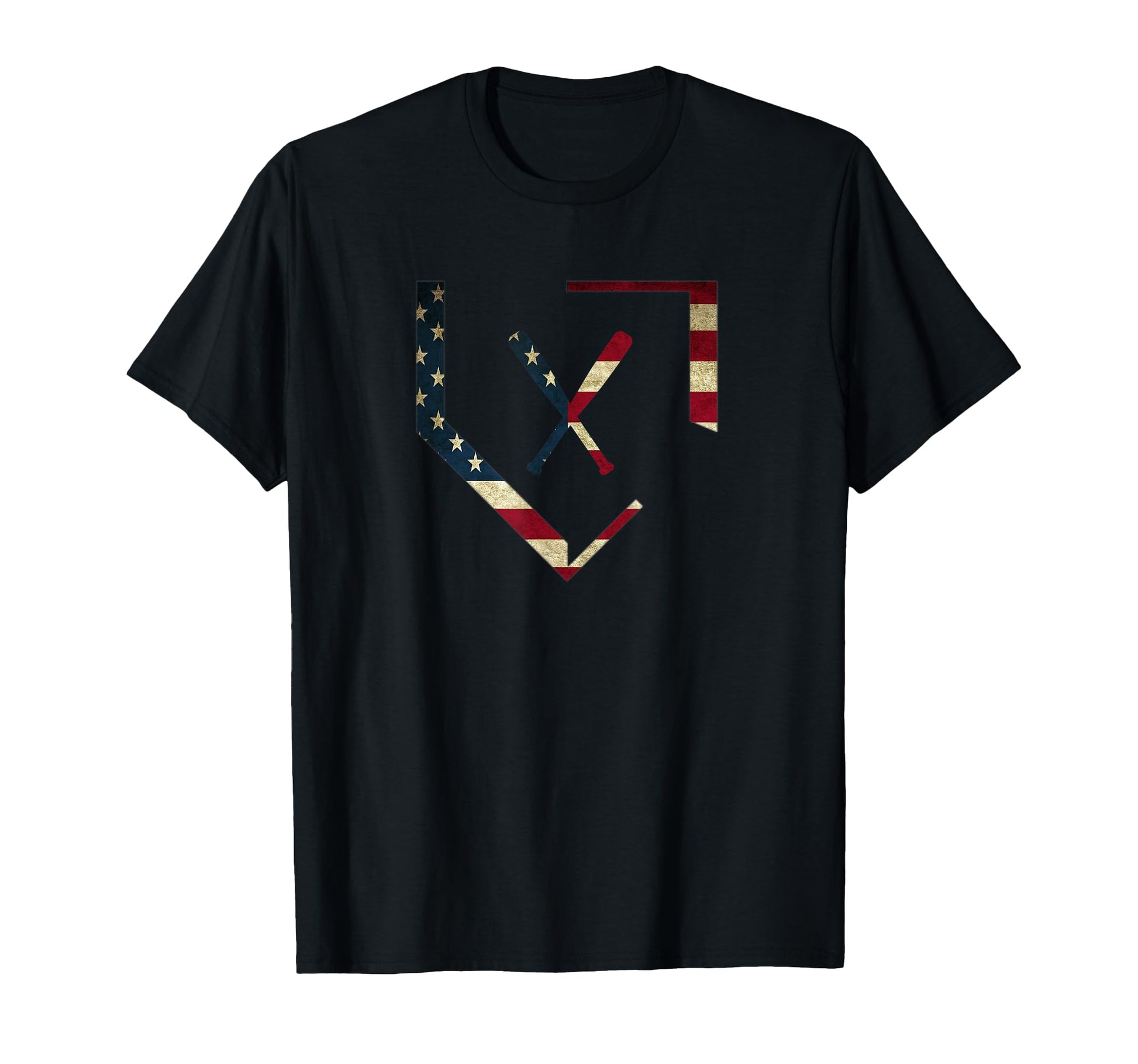 Home Plate Baseball Bats American Flag T-Shirt - Custom Art Print Unisex - T-Shirt, Sweatshirt, Hoodie