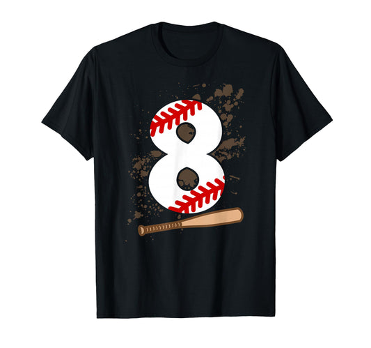 8Th Birthday Baseball 8 Years Old Baseball T-Shirt - Trendy Graphic Unisex - T-Shirt, Sweatshirt, Hoodie