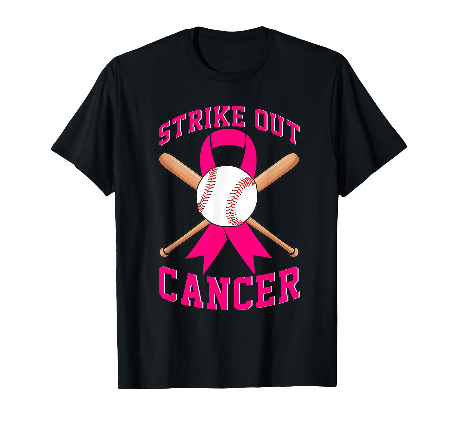 Strike Out Breast Cancer Baseball T-Shirt - Aesthetic Graphic for Adults - T-Shirt, Sweatshirt, Hoodie