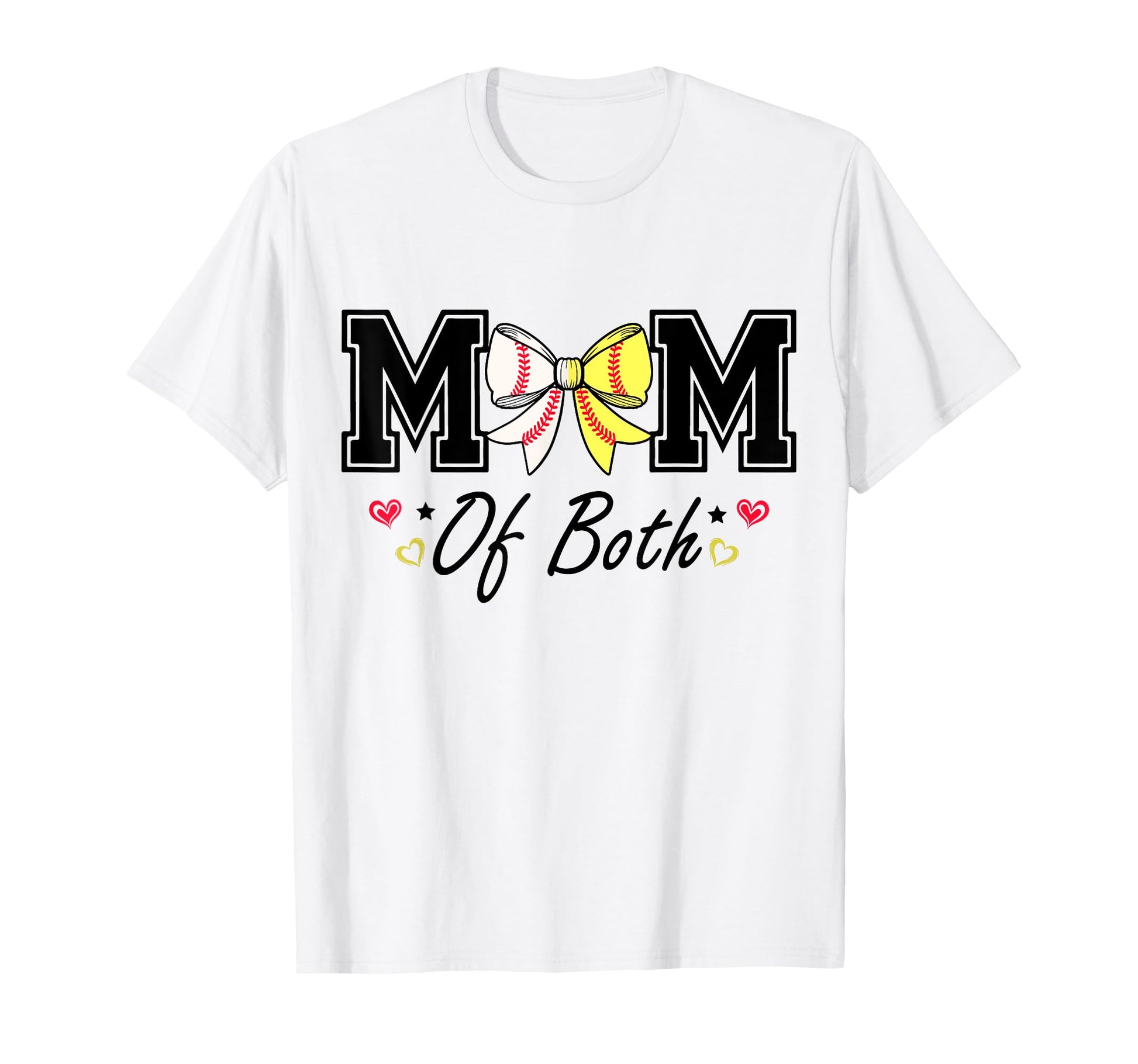 Mom Both Softball Baseball Bow T-Shirt - Fun Novelty Design Men Women - T-Shirt, Sweatshirt, Hoodie