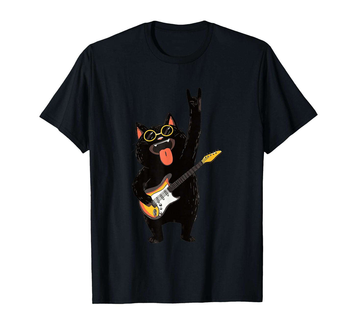 Cat Playing Guitar Funny Music Lovers T-Shirt - Casual Everyday Wear Unisex - T-Shirt, Sweatshirt, Hoodie
