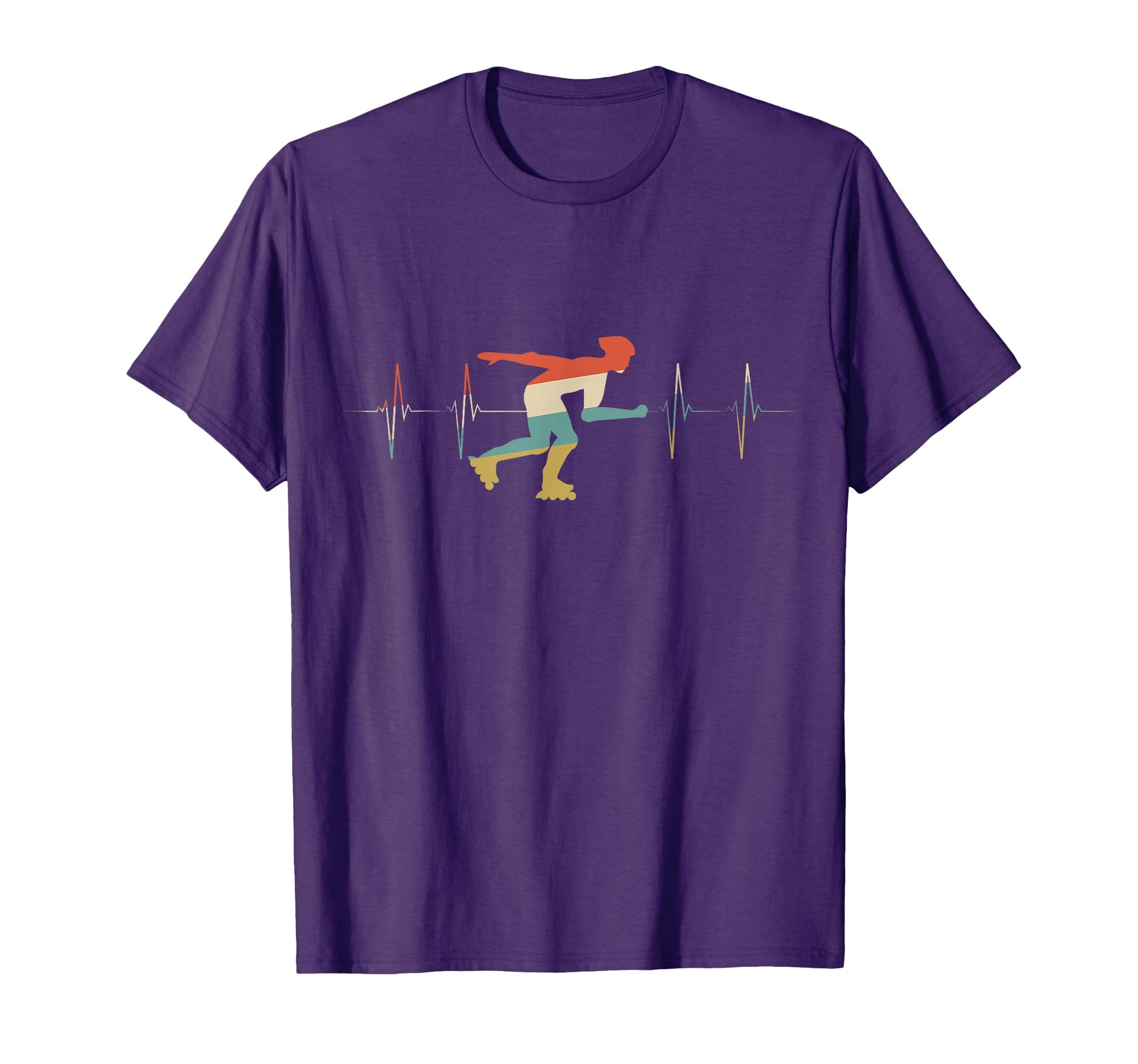 Inline Speed Skating Heartbeat Ecg T-Shirt - Minimalist Print for Adults - T-Shirt, Sweatshirt, Hoodie