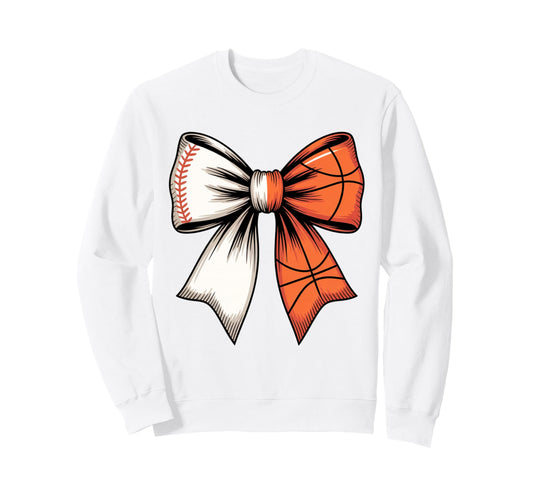 Baseball Basketball Coquette Bow Sweatshirt - Minimalist Print for Adults - T-Shirt, Sweatshirt, Hoodie