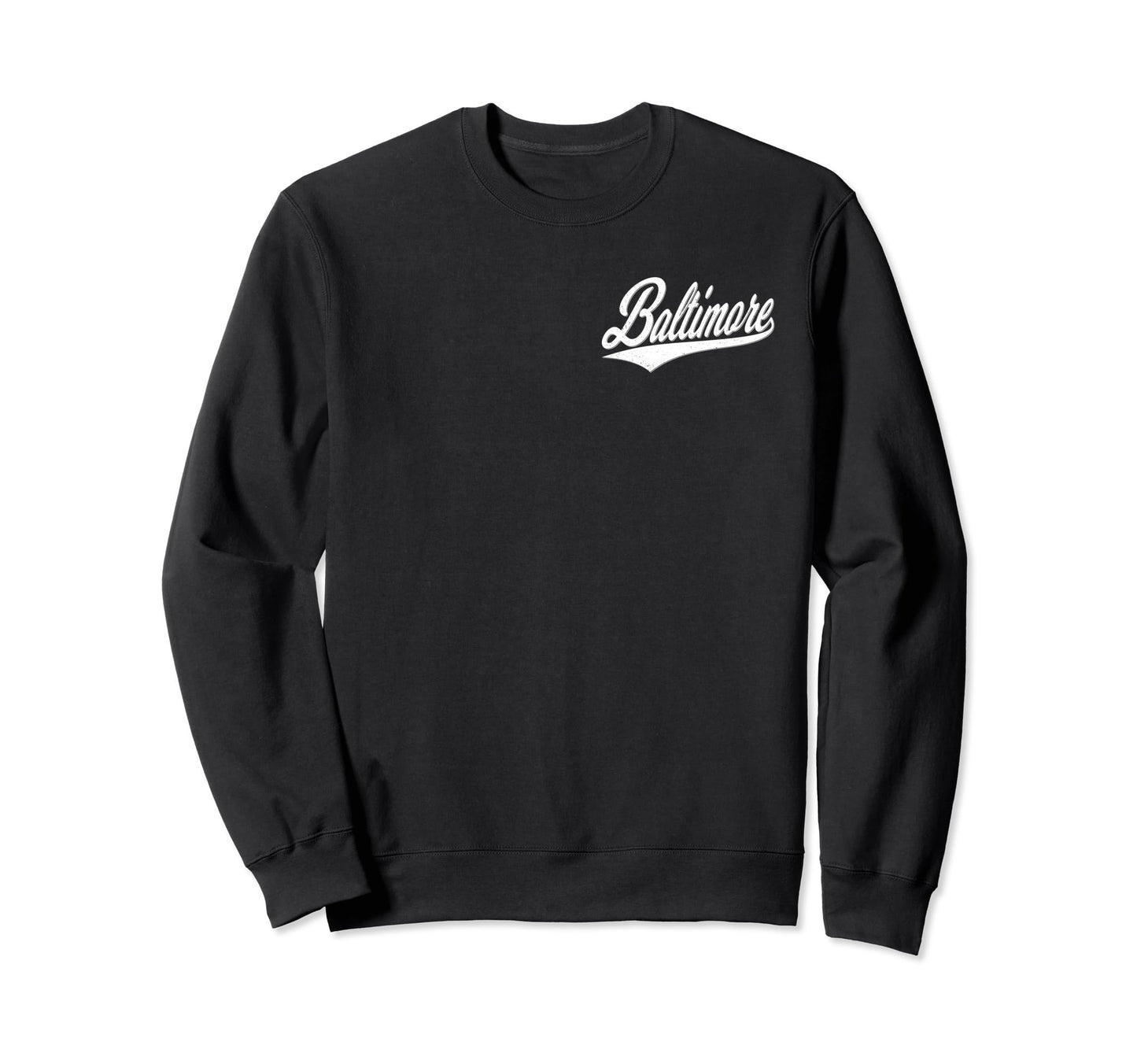 Baltimore Maryland Varsity Script Sweatshirt - Graphic Print for Adults - T-Shirt, Sweatshirt, Hoodie
