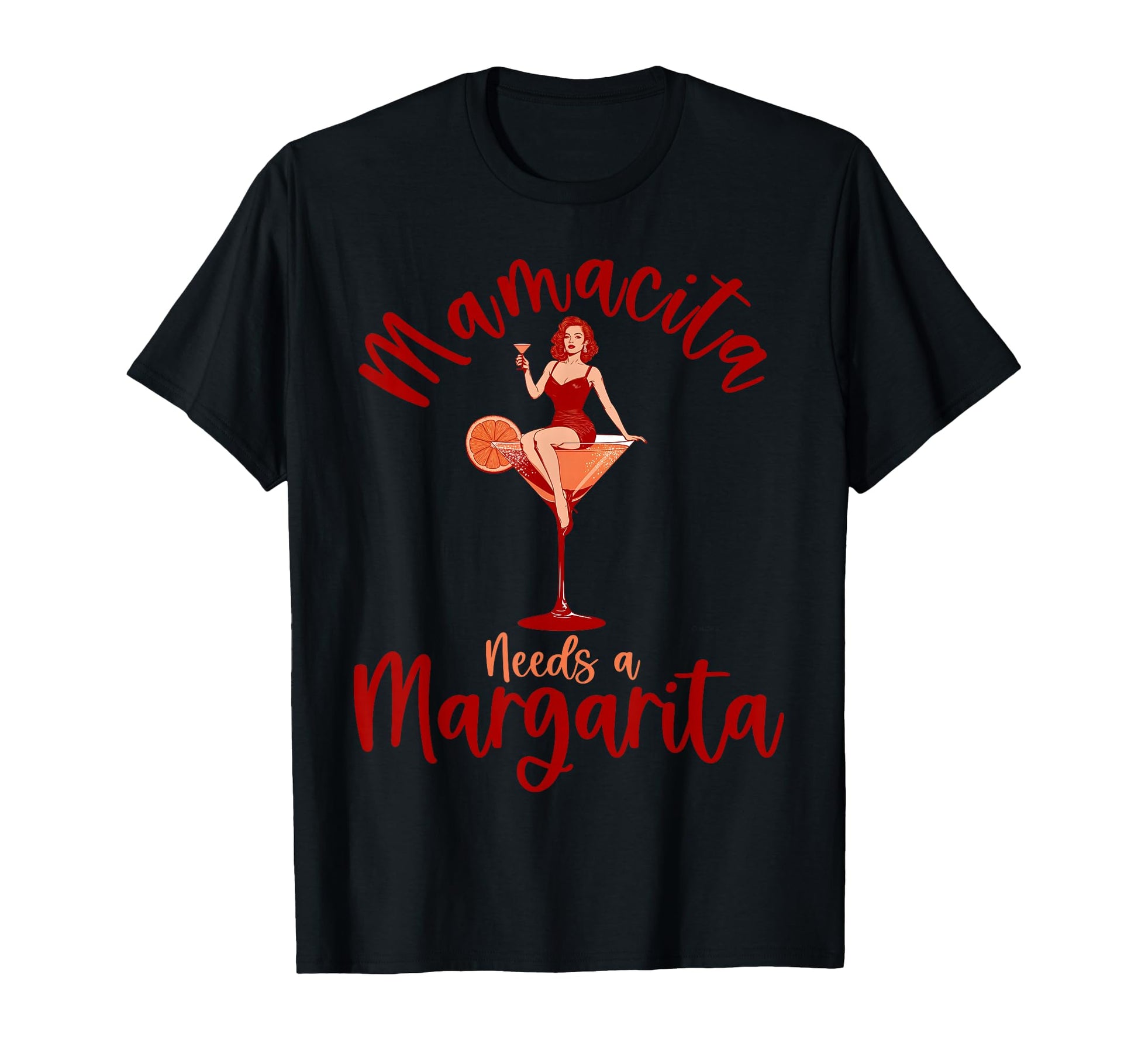Mamacita Needs Margarita Pin Up T-Shirt - Minimalist Print for Adults - T-Shirt, Sweatshirt, Hoodie