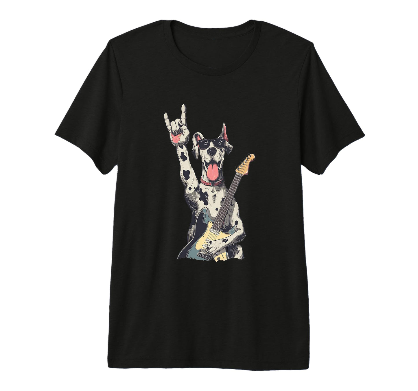 Rock Dog Guitar Playing Funny Pet T-Shirt - Casual Everyday Wear Unisex - T-Shirt, Sweatshirt, Hoodie