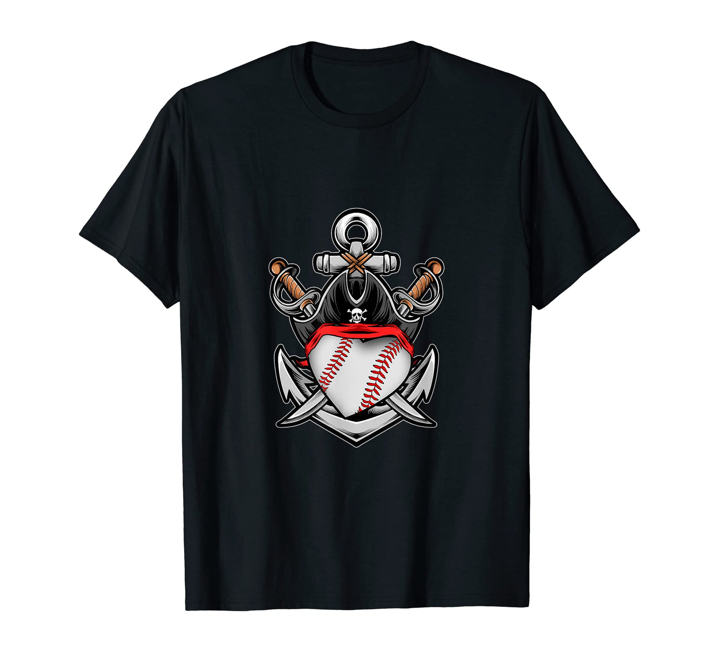 Pirate Baseball Heart Skull Hat T-Shirt - Streetwear Style Unisex - T-Shirt, Sweatshirt, Hoodie