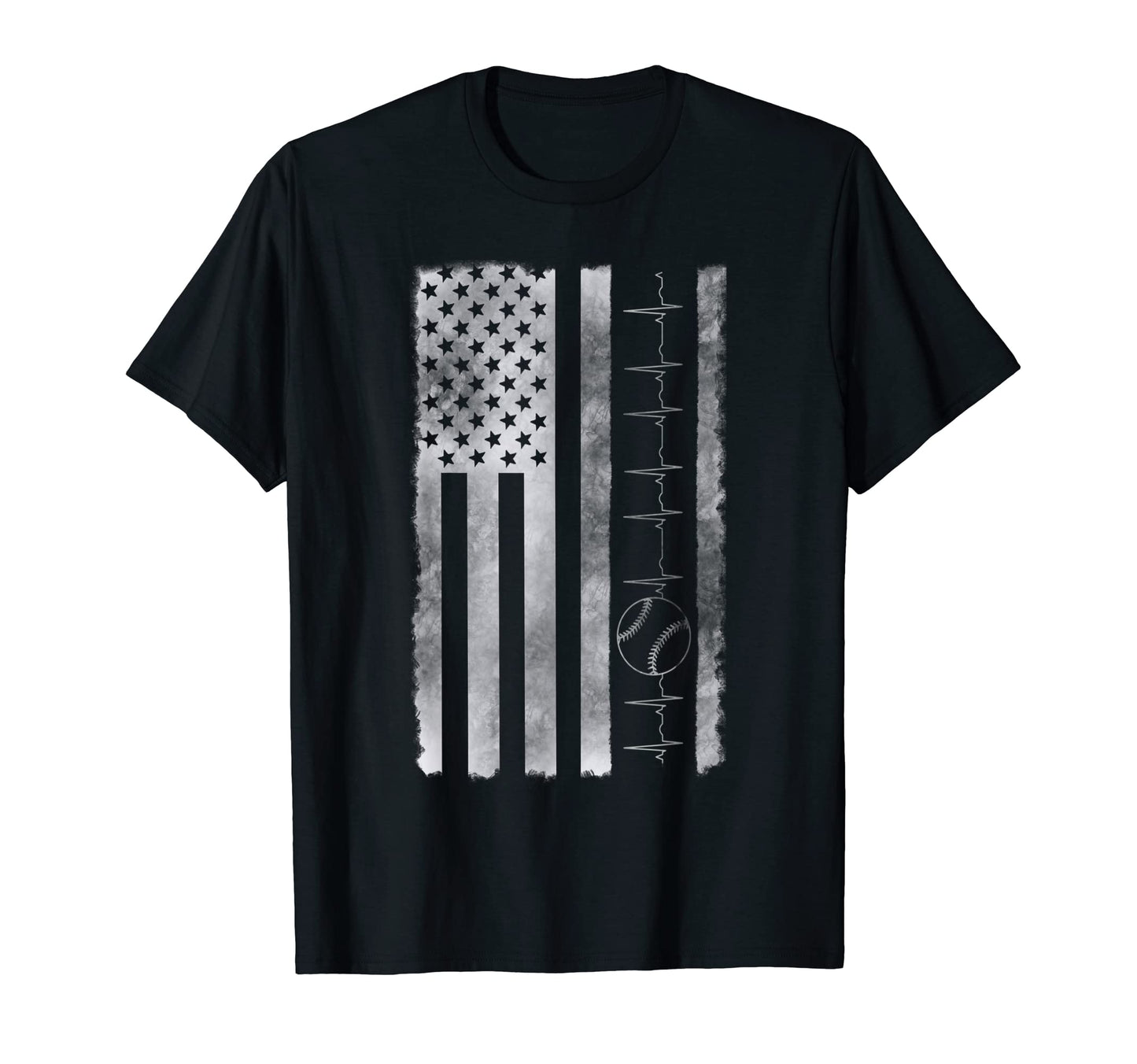Distressed American Flag Heartbeat T-Shirt - Minimalist Print Men Women - T-Shirt, Sweatshirt, Hoodie