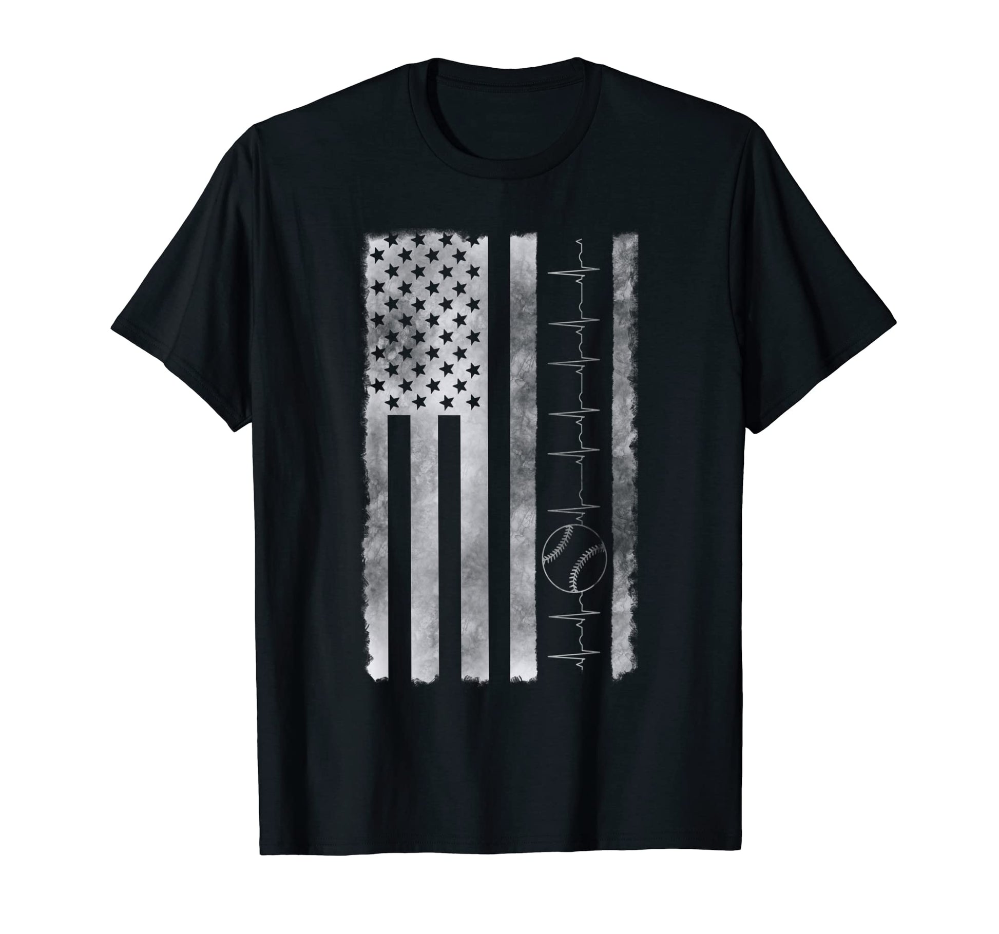 Distressed American Flag Heartbeat T-Shirt - Minimalist Print Men Women - T-Shirt, Sweatshirt, Hoodie