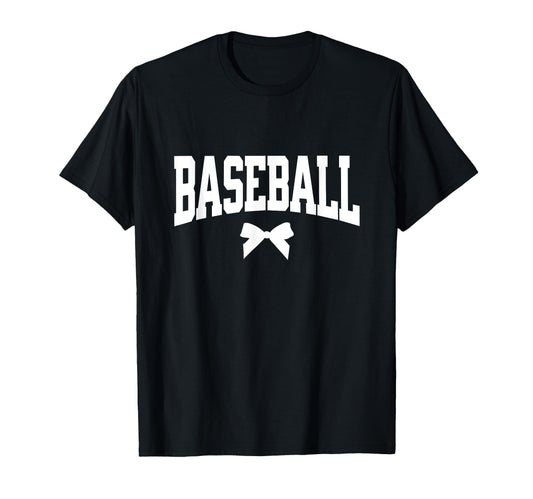 Baseball Bow Baseball Mom Coach Gift T-Shirt - Novelty Apparel Unisex - T-Shirt, Sweatshirt, Hoodie
