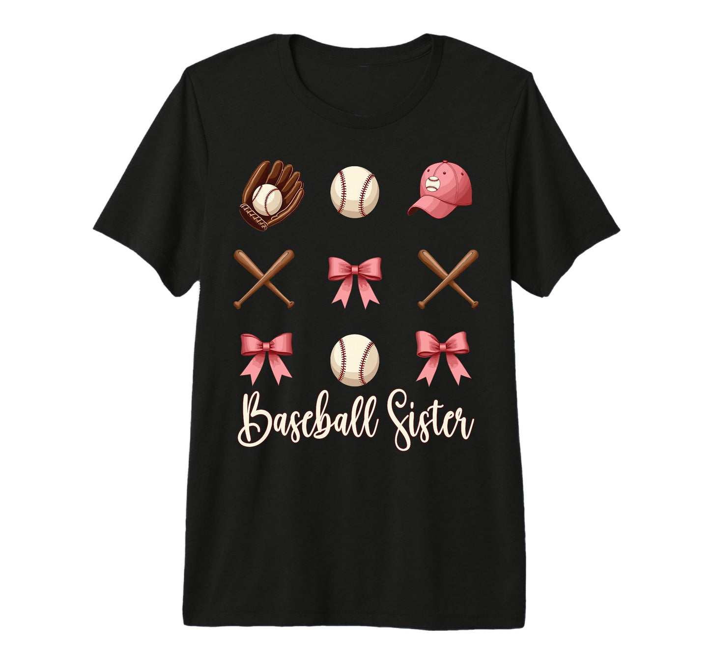 Baseball Sister Funny Coquette Bow T-Shirt - Aesthetic Graphic for Adults - T-Shirt, Sweatshirt, Hoodie