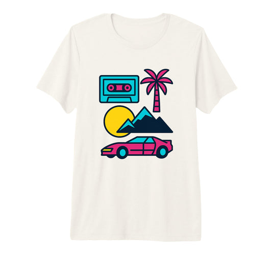80S Synthwave Tri Blend T-Shirt - Minimalist Print Unisex - T-Shirt, Sweatshirt, Hoodie