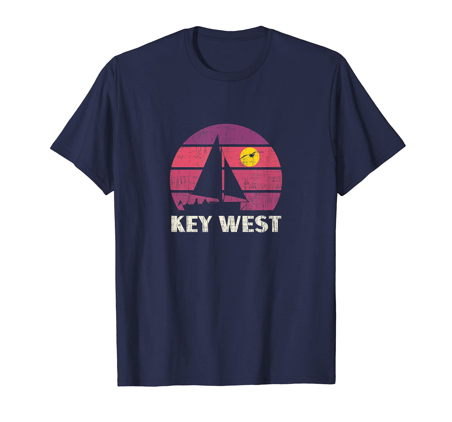 Key West Fl Sailing 70S Sunset T-Shirt - Novelty Apparel for Adults - T-Shirt, Sweatshirt, Hoodie