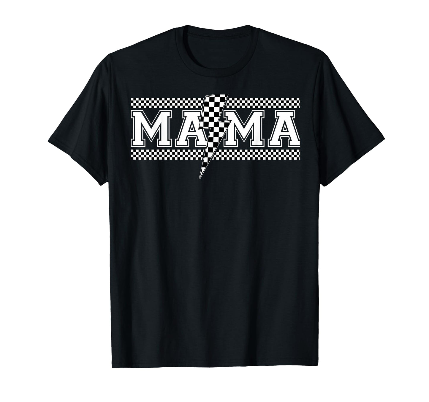 Mama Lightning Bolt Checkered Mothers Day T-Shirt - Graphic Print Unisex - T-Shirt, Sweatshirt, Hoodie