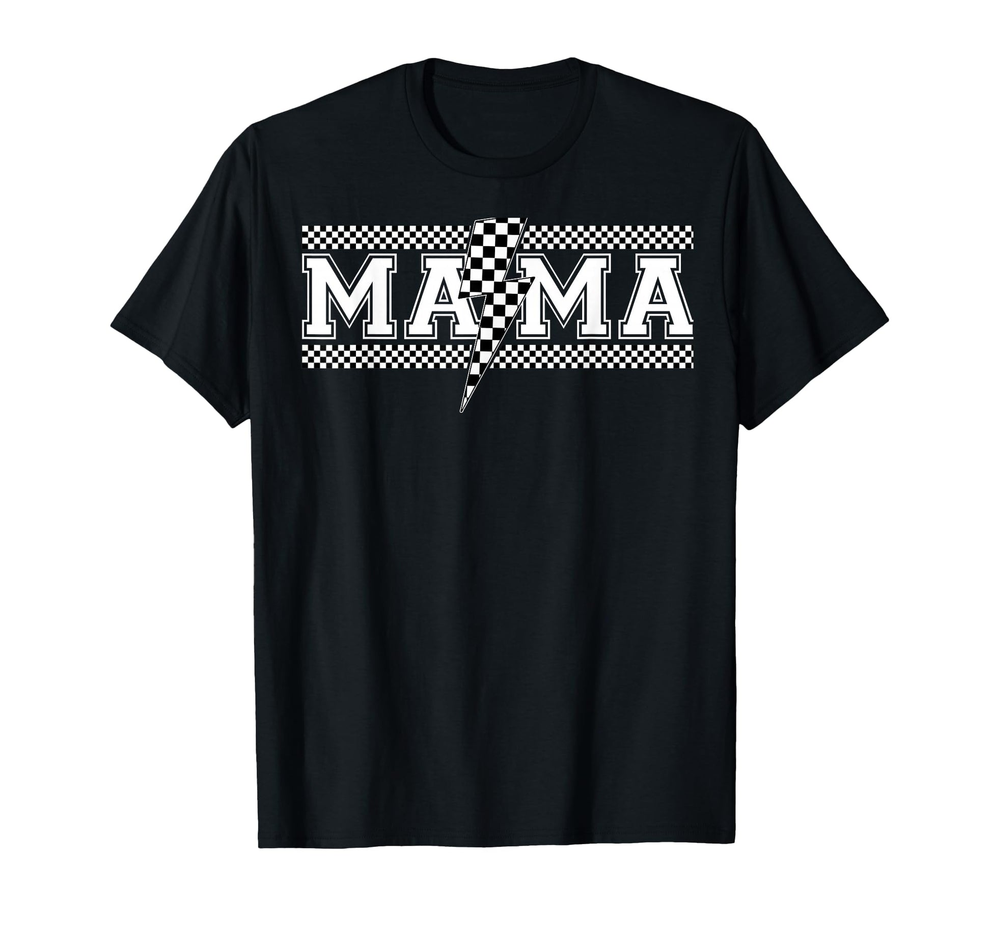 Mama Lightning Bolt Checkered Mothers Day T-Shirt - Graphic Print Unisex - T-Shirt, Sweatshirt, Hoodie