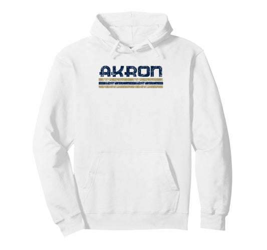 Akron Ohio Weathered Stripe Throwback Hoodie - Fun Novelty Design Men Women - T-Shirt, Sweatshirt, Hoodie