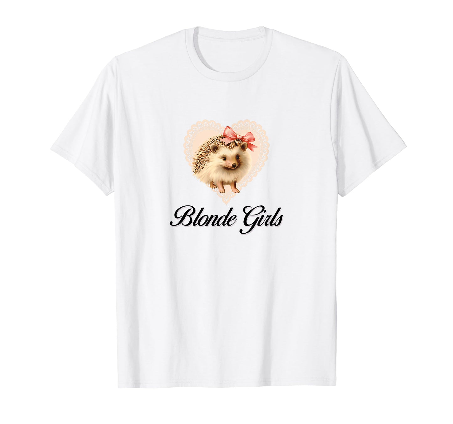Blonde Hedgehog Coquette Bow Girlcore T-Shirt - Custom Art Print Unisex - T-Shirt, Sweatshirt, Hoodie