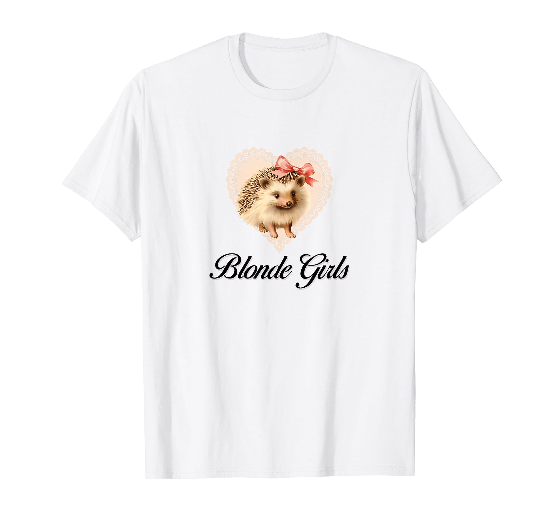 Blonde Hedgehog Coquette Bow Girlcore T-Shirt - Custom Art Print Unisex - T-Shirt, Sweatshirt, Hoodie