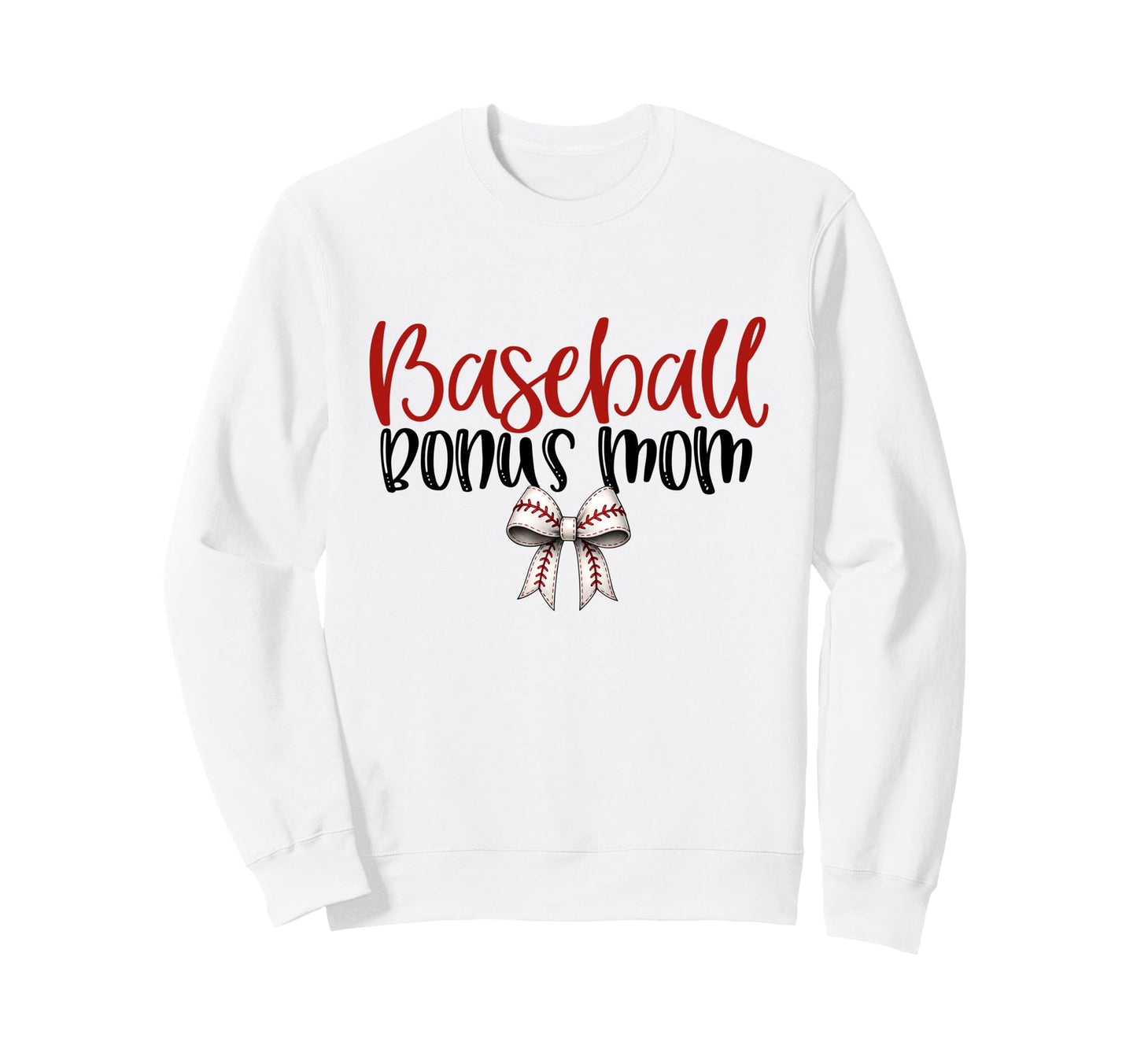 Baseball Bonus Mom Coquette Bow Sweatshirt - Fun Novelty Design for Adults - T-Shirt, Sweatshirt, Hoodie