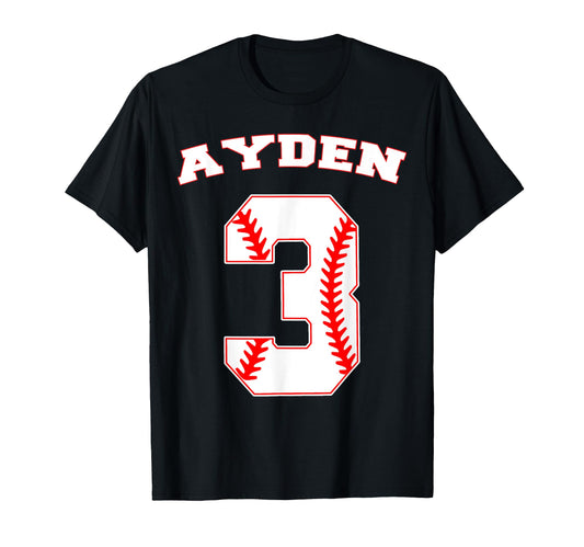 Ayden Baseball Name Three Years 3Rd T-Shirt - Custom Art Print Men Women - T-Shirt, Sweatshirt, Hoodie