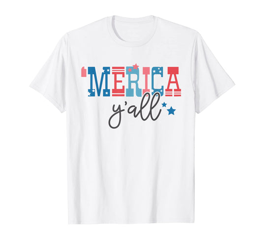 4Th July Merica Yall Cowboy Western T-Shirt - Graphic Print for Adults - T-Shirt, Sweatshirt, Hoodie