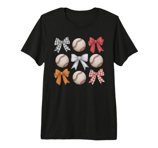 Baseball Coquette Bow Mom Sister Tri Blend T-Shirt - Graphic Print Unisex - T-Shirt, Sweatshirt, Hoodie