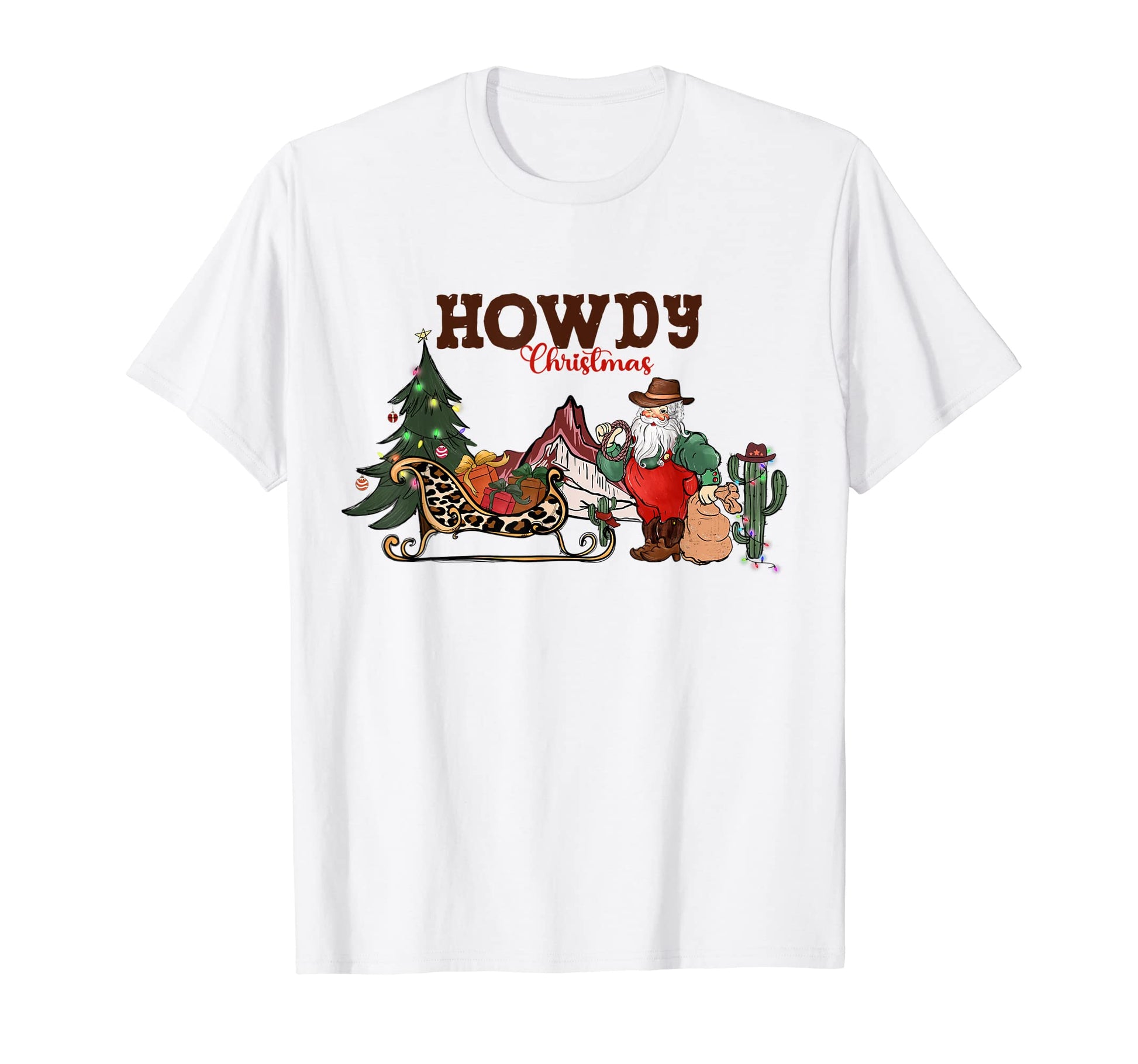 Howdy Cowboy Santa Western T-Shirt - Custom Art Print Men Women - T-Shirt, Sweatshirt, Hoodie