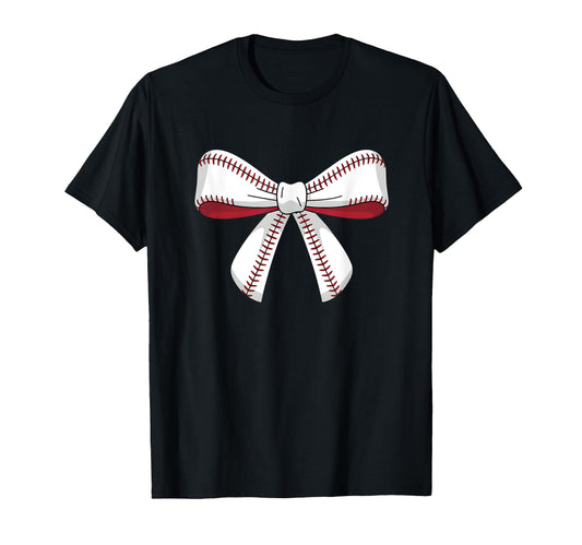 Baseball Bow Baseball Mom Mama T-Shirt - Fun Novelty Design Unisex - T-Shirt, Sweatshirt, Hoodie