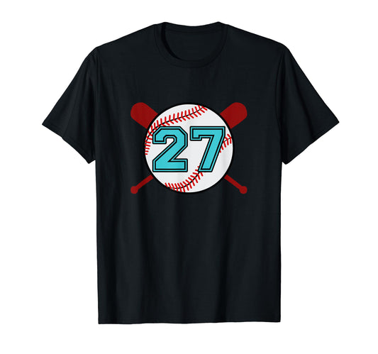 Baseball Jersey Number 27 Twenty Seven T-Shirt - Minimalist Print Men Women - T-Shirt, Sweatshirt, Hoodie