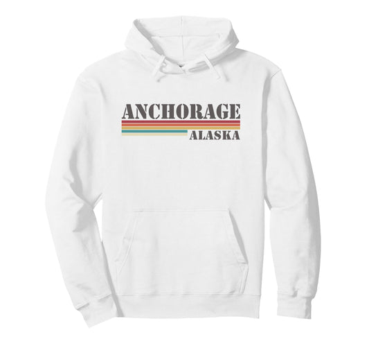 Anchorage Alaska Stripes Hoodie - Novelty Apparel Unisex - T-Shirt, Sweatshirt, Hoodie